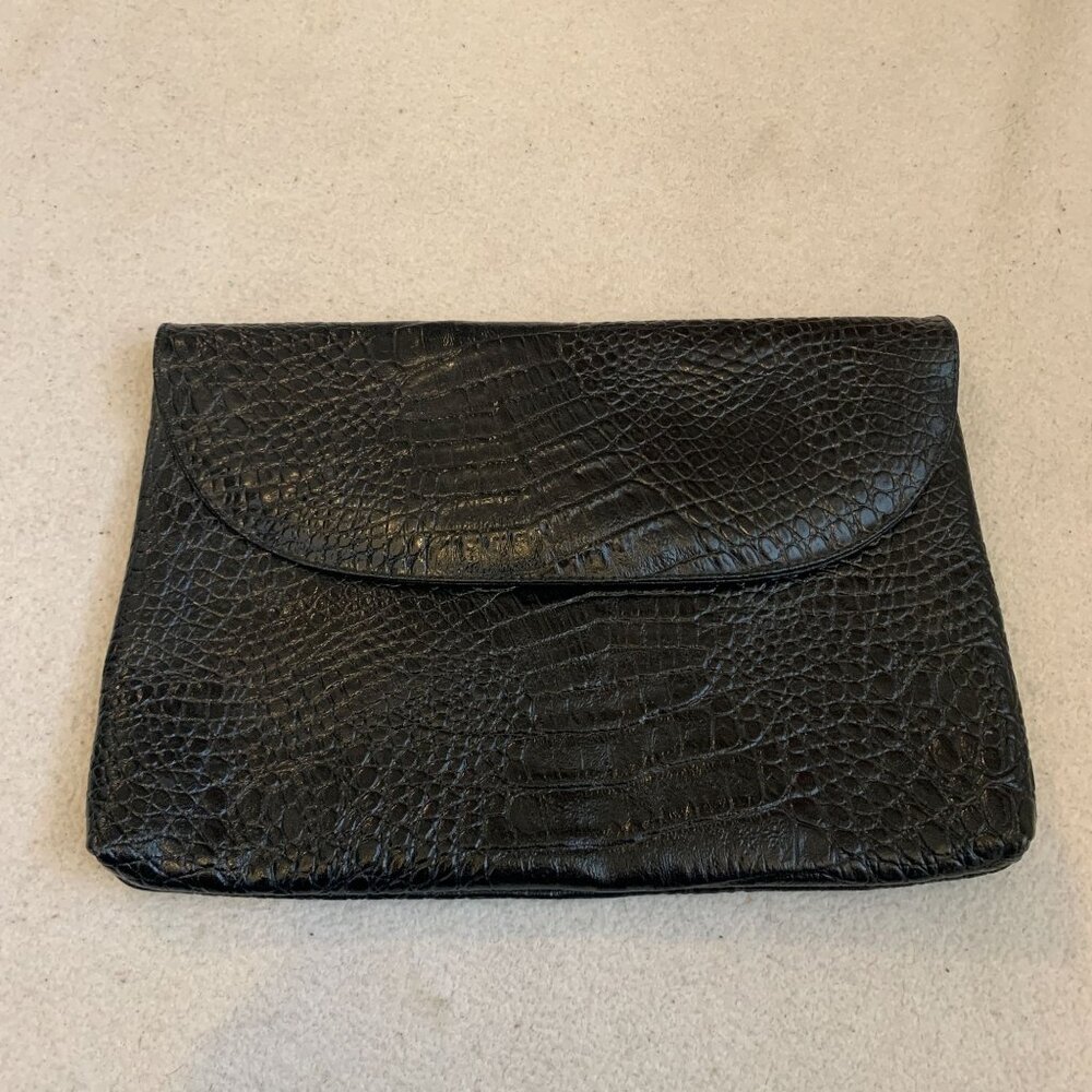Vintage Amelia Berko Purse Made In Greece Genuine Leather Black